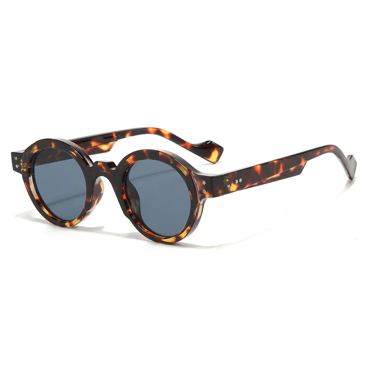 JNPCXI Round Sunglasses Men Punk Double Color Shades UV400 Retro Rivets Decoration Women Trending Sun Glasses Clear Lens Frame