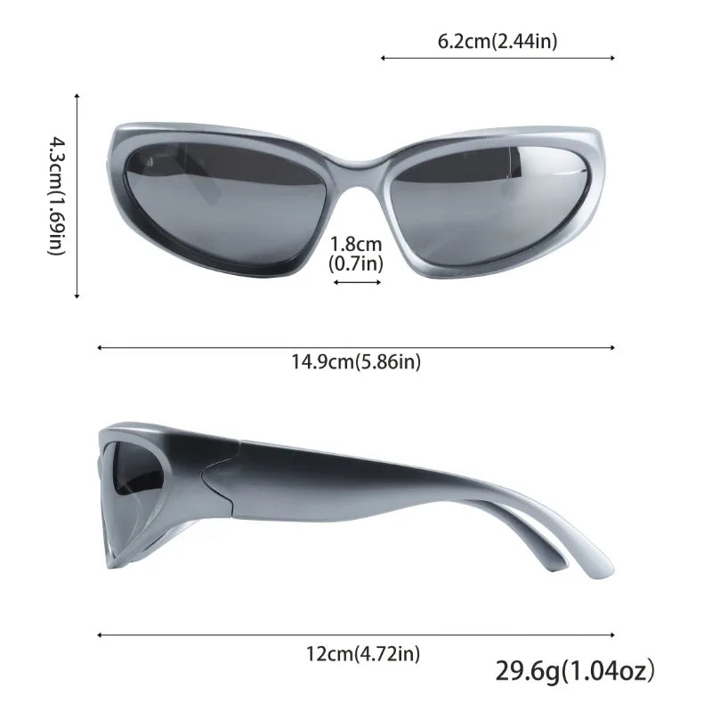 Y2K Style Irregular Frame Surround Silvery Glasses, Perfect for Concerts, Parties, and Gifts.