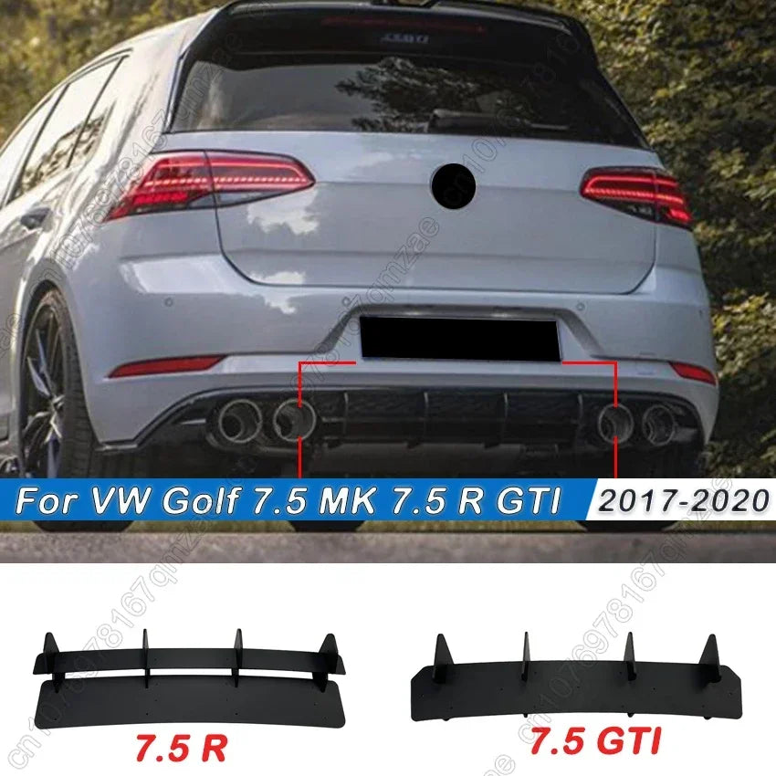 For Volkswagen Golf 7.5 MK 7.5 R GTI 2017-2020 Rear Bumper Diffuser Tail Splitter Spoilers Protector Guard Lip Body Kits Black