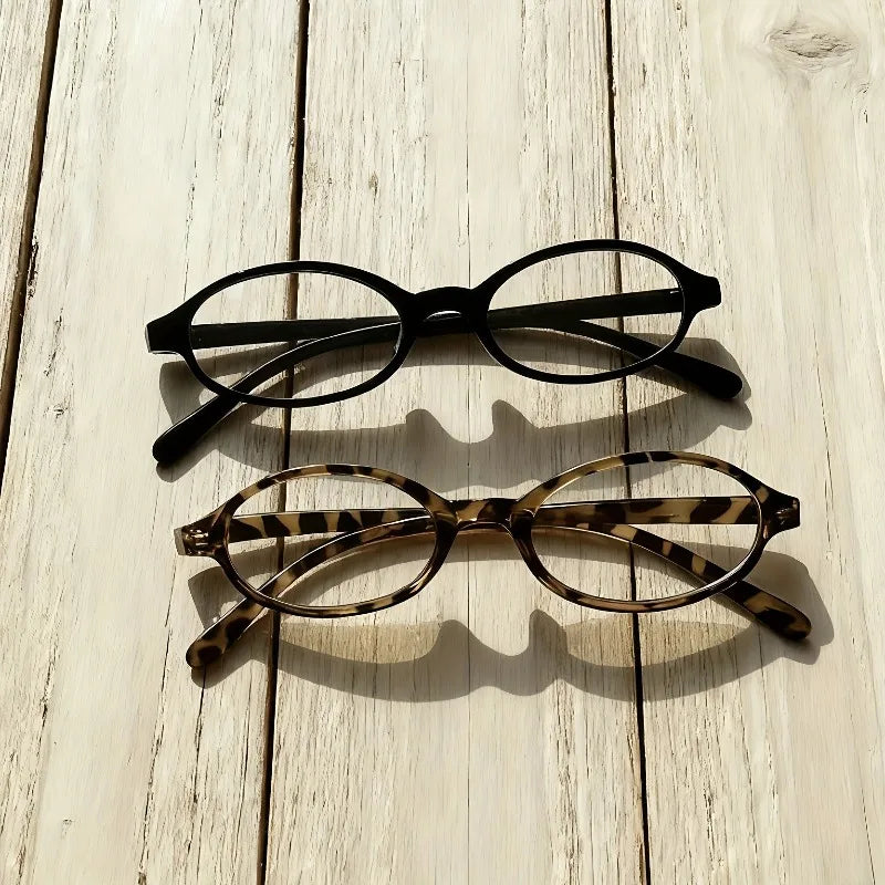 2 Pieces of Oval Small Frame Transparent Lens Glasses Y2K Retro Fashion Glasses