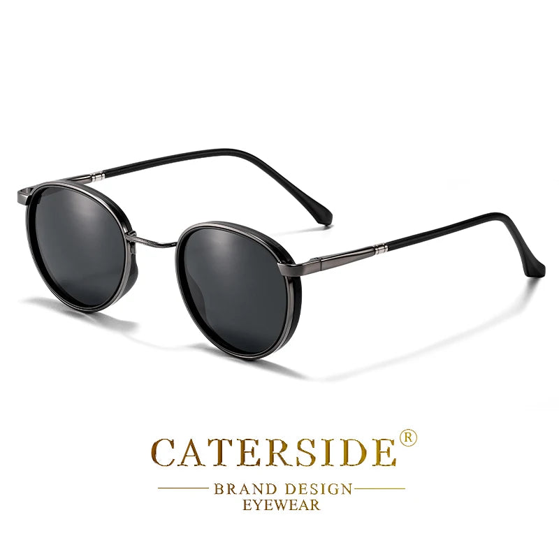 Caterside Vintage Polarized Round Sunglasses Men Hip Hop Style Metal Frame Sun Glasses Women Driving Fishing Party Eyewear Uv400
