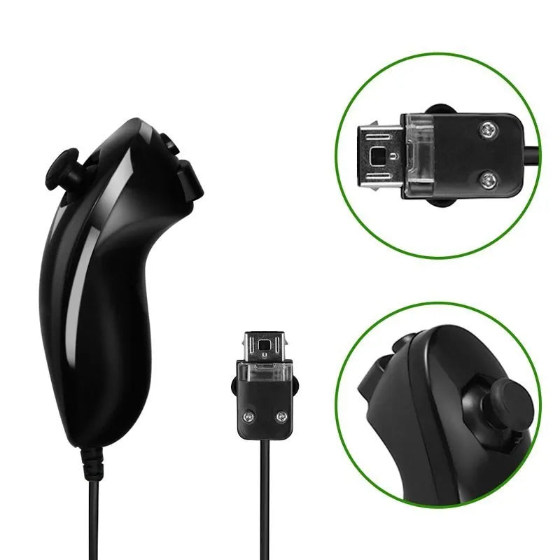 Wired Nunchuck, Nintendo Wii Game Controller, Hand Curved Game Handle Controller