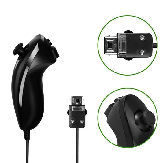 Wired Nunchuck, Nintendo Wii Game Controller, Hand Curved Game Handle Controller