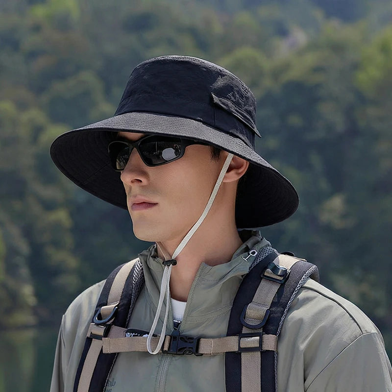 6153-New spring and summer style outdoor sun hat for men - hiking, fishing, camping, sun protection hat, wide brimmed boater hat