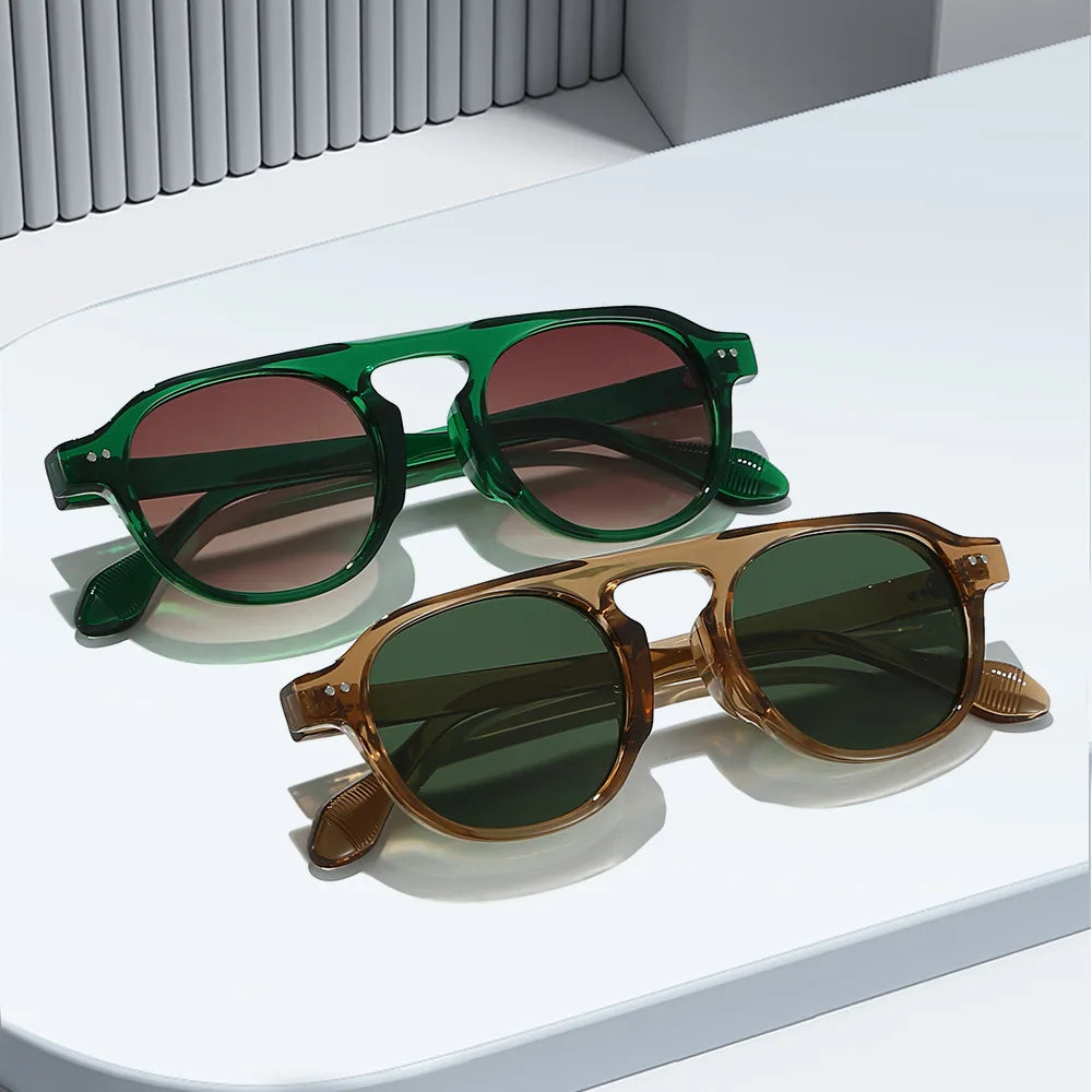 JNPCXI New Retro Rivets Round Punk Sunglasses Women Shades UV400 Fashion Men Clear Lens Frame