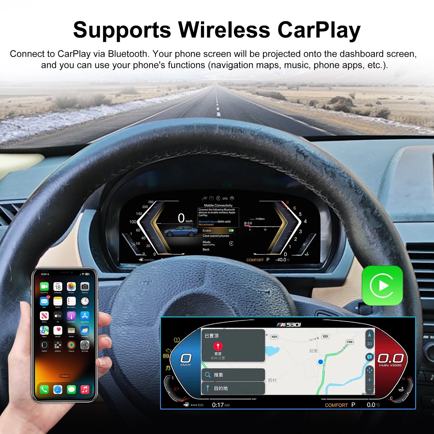 Digital cluster instrument for BMW X3 E83 2006-2010 Virtual cockpit instrument panel Speedometer Supports CarPlay Plug and Play