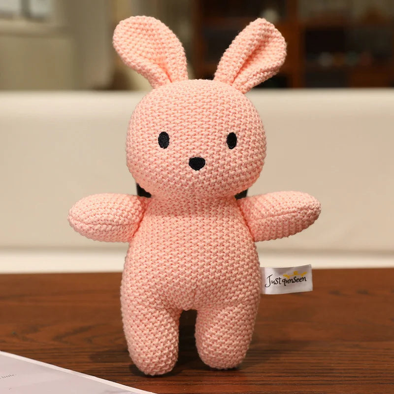 Cute Knitted Cartoon Animal Toy Stuffed Cow Cattle Fox Dinosaur Whale Shark Sitting Standing Small Appeasing Gift