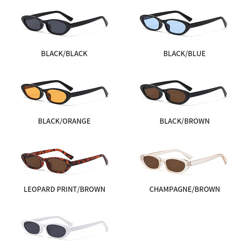 JNPCXI New Women's Black Sunglasses Fashion Small Oval Frame Sun Glasses Ladies Retro Oval Eyewear Shade UV400