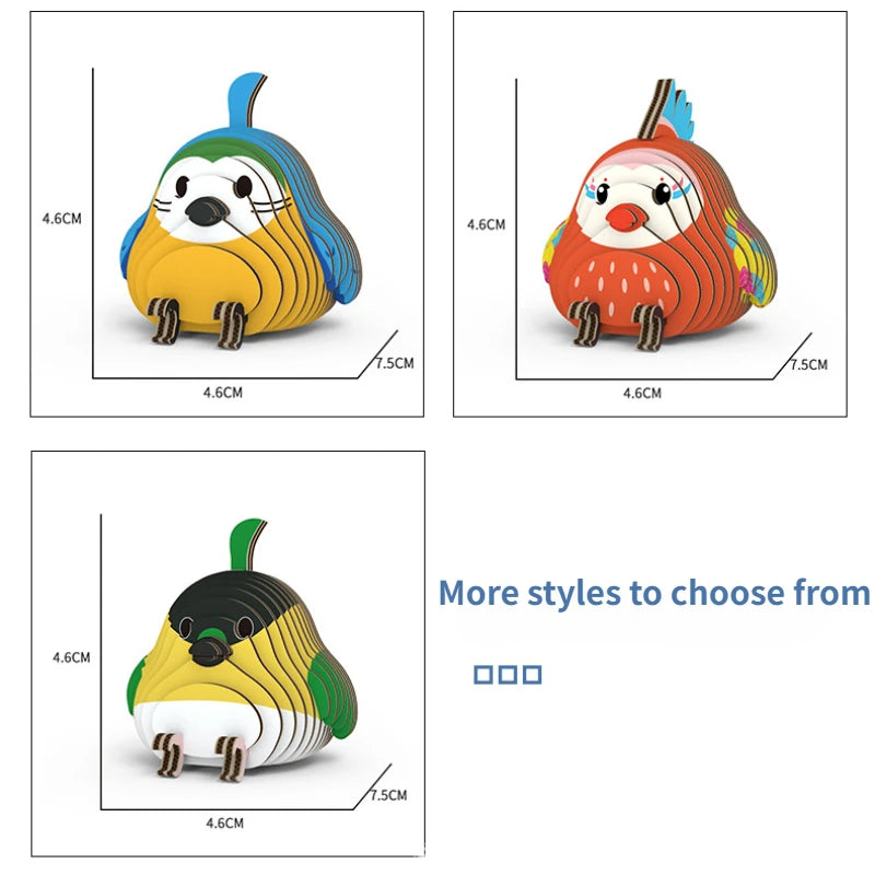 Animal 3D Paper Puzzle For Kids Educational Toys Parrot Theme Funny DIY Manual Assembly Three-dimensional Model Toy For Boy Girl