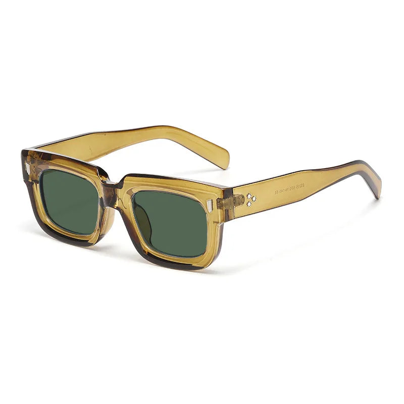 JNPCXI Fashion Square Sunglasses Women Retro Rivets Men Clear Ocean Lens Eyewear Shades UV400 Punk Sun Glasses