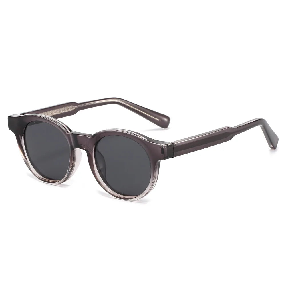 JNPCXI New Round TR90 Contrast Color Women Sunglasses Retro Rivets Punk Men Sun Glasses Gray Shades UV400