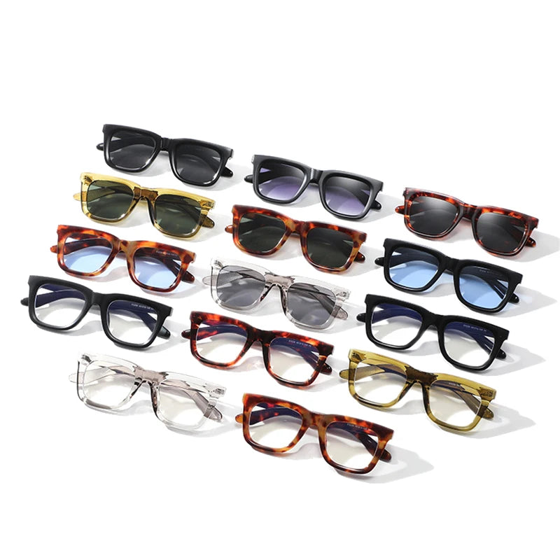 JNPCXI New Square Rivets Women Sunglasses Black Blue Shades Fashion Clear Lens Frame Men Sun Glasses UV400