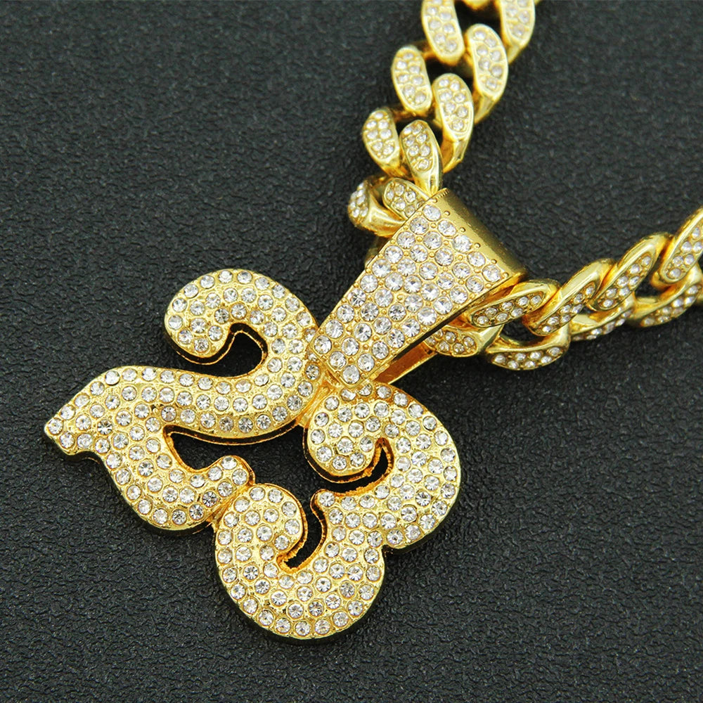 Fashion Men Hip Hop Number 23 Pendant Necklace With 13mm Crystal Miami Cuban Chain HipHop Iced Out Bling Necklaces Charm Jewelry