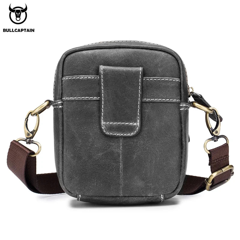 BULLCAPTAIN Casual Men's Messenger Shoulder Bags Premium YKK Smooth Zipper Pocket Leather Shoulder Bag for Men Male Belt Bag's