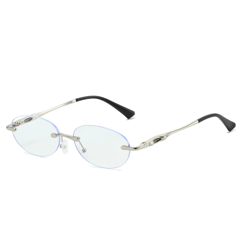 JNPCXI New Retro Fashion Rimless Punk Y2k Oval Sunglasses Women Men Sun Glasses Vintage UV400 Outdoor Shades