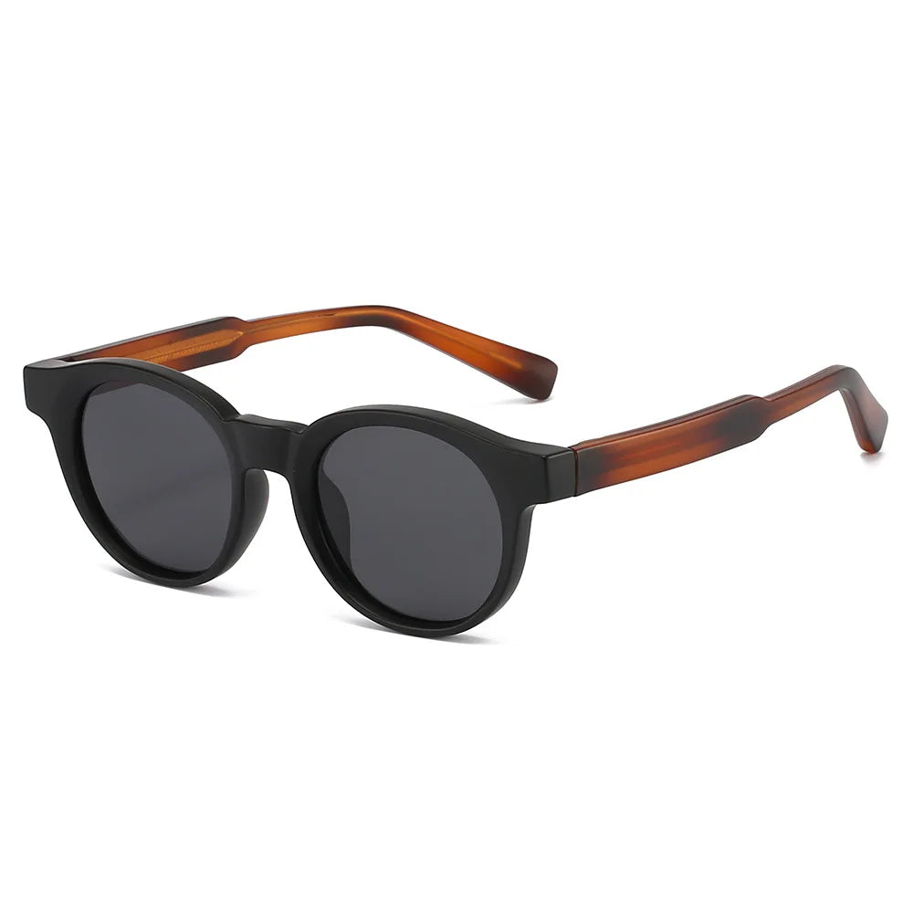 JNPCXI New Round TR90 Contrast Color Women Sunglasses Retro Rivets Punk Men Sun Glasses Gray Shades UV400