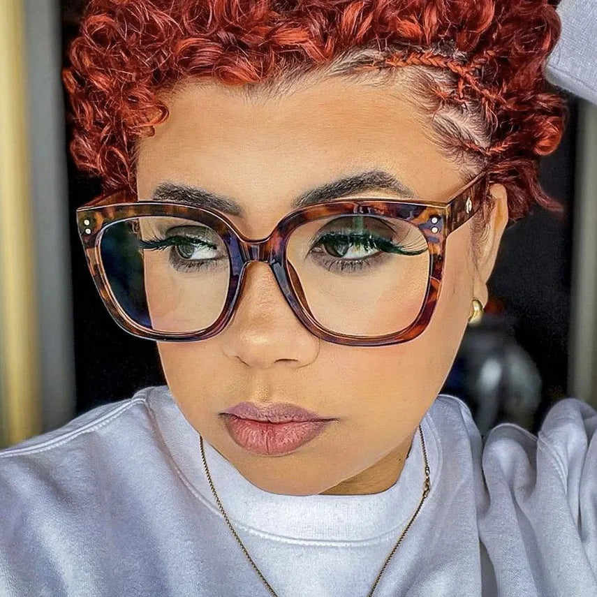 JNPCXI New Square Glasses Frame for Women Anti-Blue Ray Fashion Lady's Myopia Glasses Prescription Computer Glasses