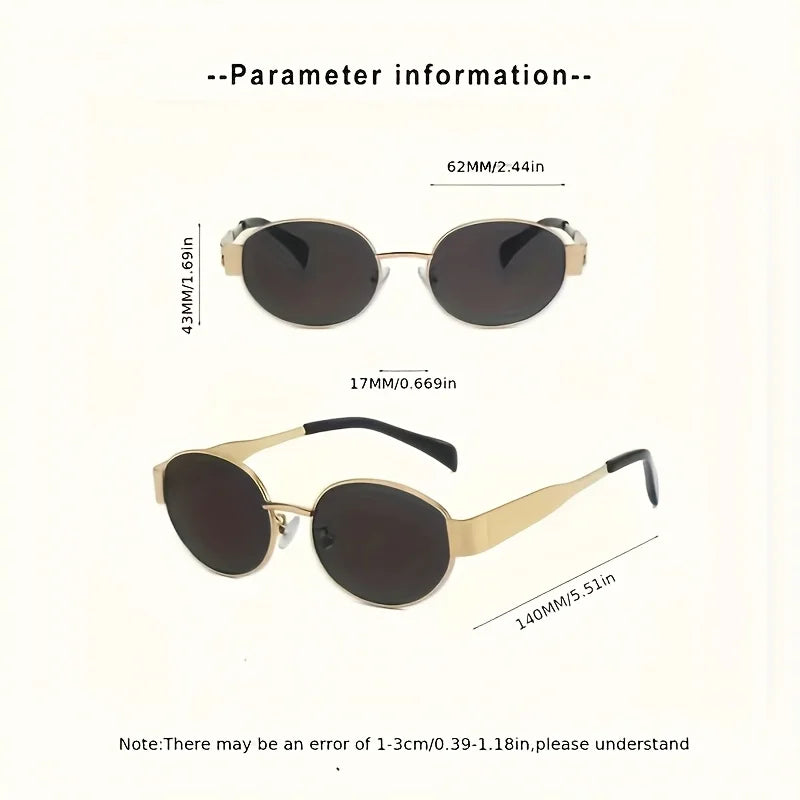 1 Pair of Elegant Women's Gold Rimmed Glasses Oval Frame Metal Hinges Suitable for Daily and Formal Occasions