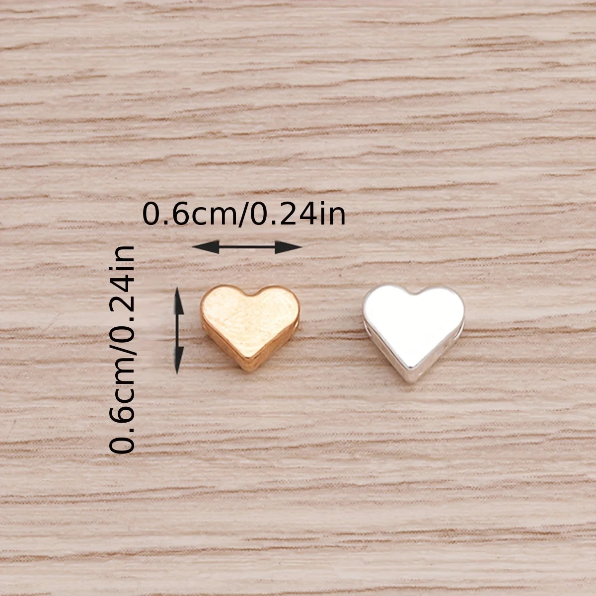 30Pcs Small Silver Gold Color Heart Beads for Jewelry Making DIY Handmade Necklace Bracelet Accessories