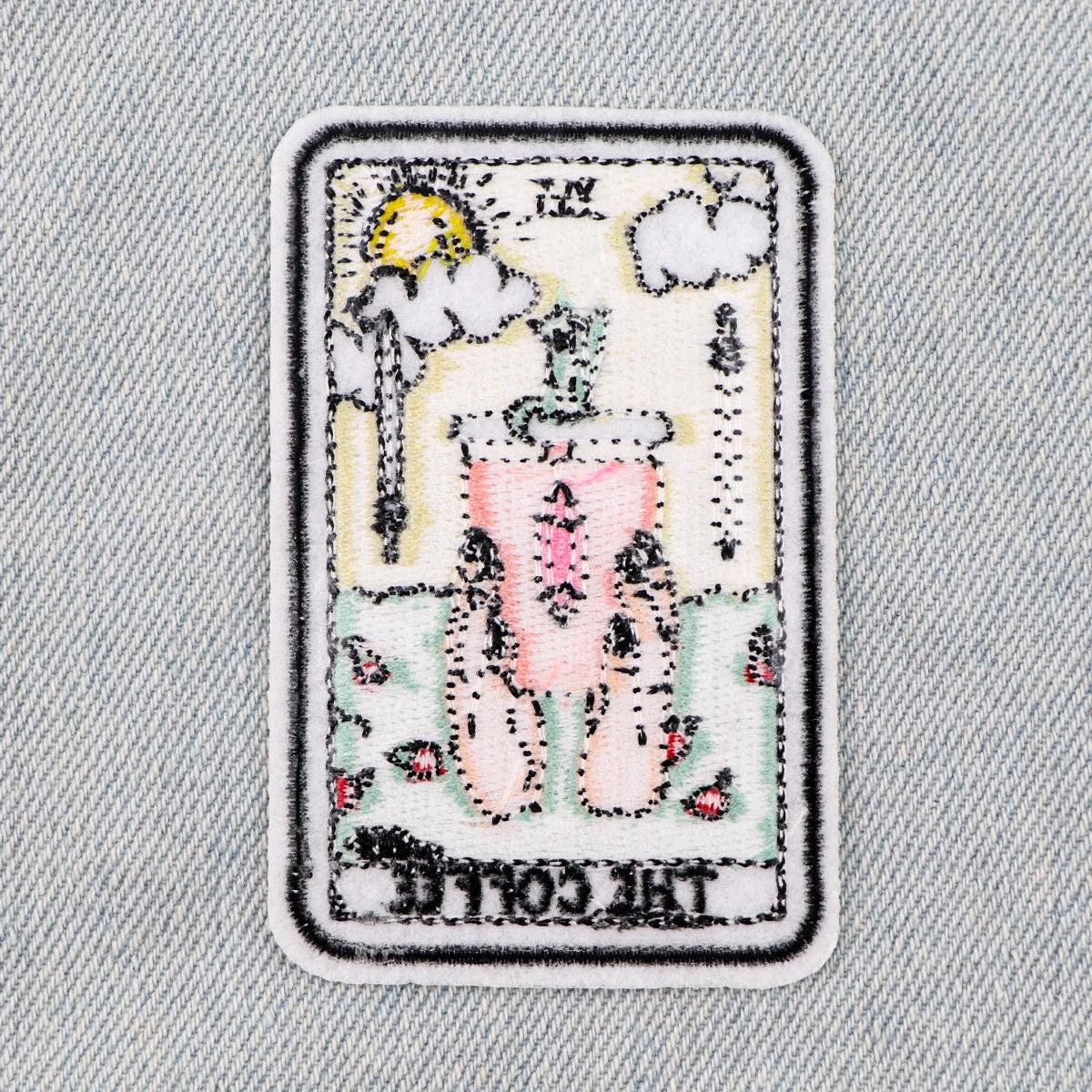 Tarot Card Patch COFFEE Embroidery Patch Iron On Patches For Clothing Thermoadhesive Patches On Clothes DIY Sew Badges