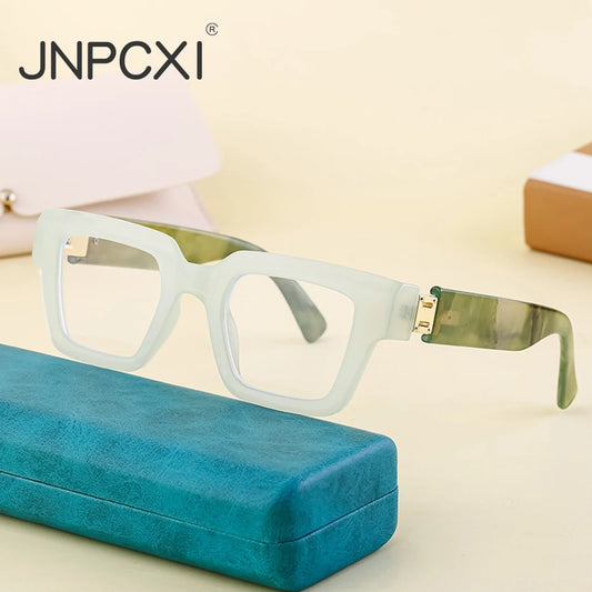 JNPCXI Vintage Glasses Frame Women Square Fashion Eyewear Men Optical Candy Color Gradient Frame Computer Goggles Sunglasses