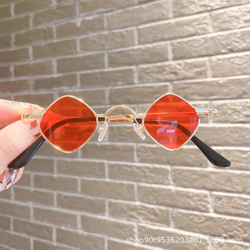 2pcs Children's Sunglasses Boys and Girls Retro Metal Square Frame Prince Glasses Baby Fashion All-Match Catwalk Show Sunglasses