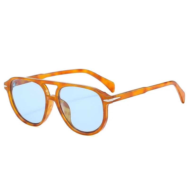 JNPCXI Retro Double Bridges Pilot Men Rivets Sunglasses UV400 Fashion Women Luxury Sun Glasses Black Orange Shades