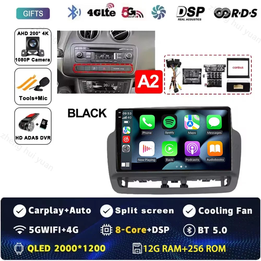 Android 15 For SEAT LBIZA 2012 2013 2014 2015 Auto Radio Car Multimedia Video Player GPS Navigation QLED Touch Screen 5G WIF
