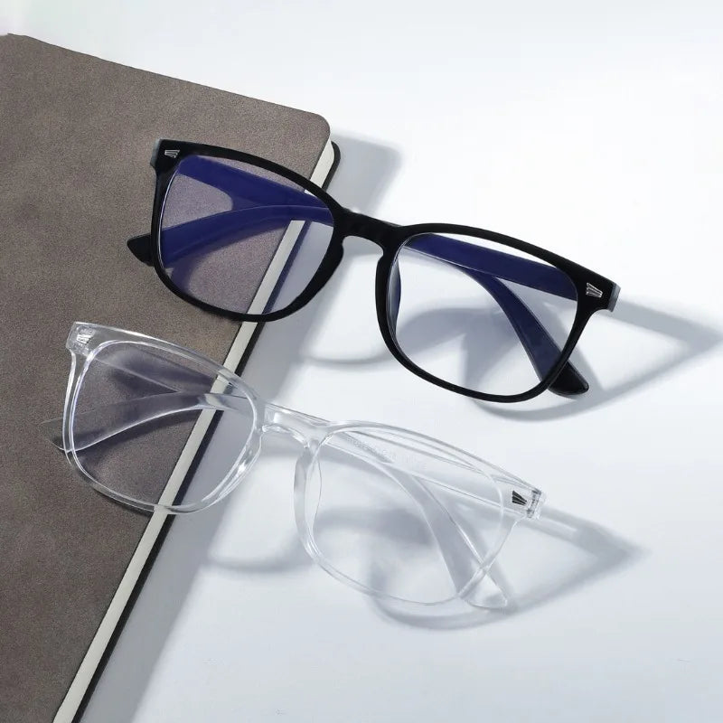 [Vintage Eyeglasses] 2 Pairs Vintage Style Square Frame Eyeglasses | Black & Clear with Metallic Accents
