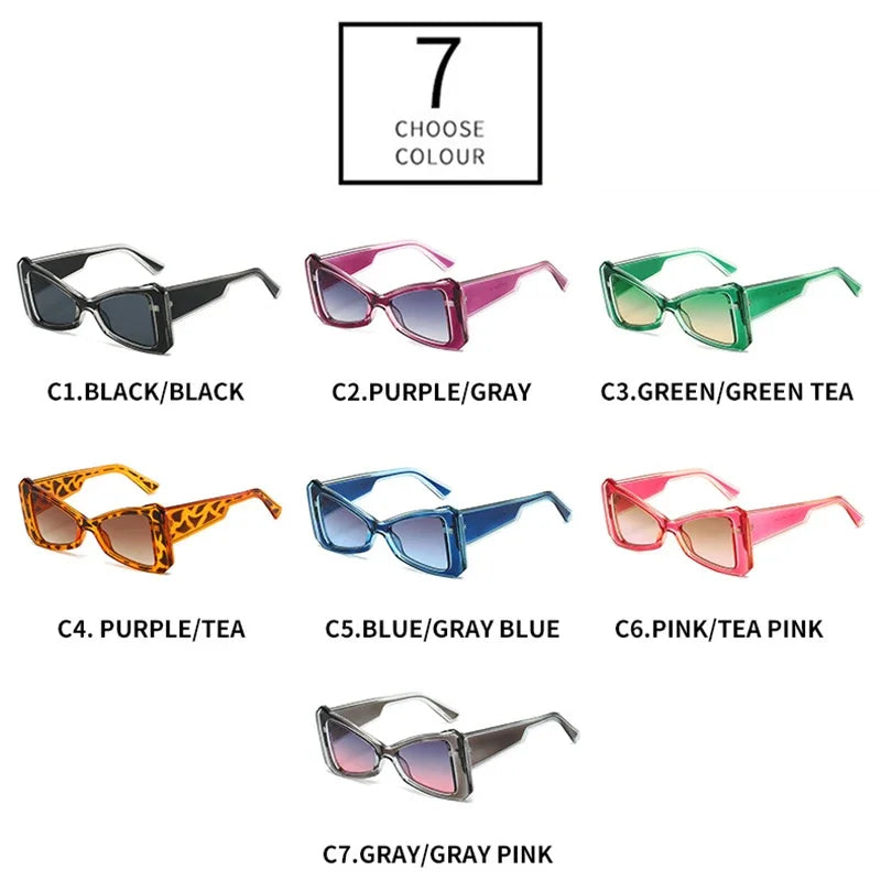 JNPCXI New Retro Cat Eye Candy Color Sunglasses Women Fashion Purple Red Gradient Shades UV400 Men Sun Glasses