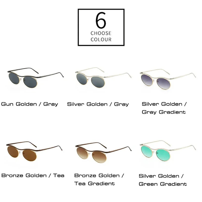 JNPCXI New Retro Oval Metal Women Sunglasses Fashion Punk Men Trending Gradient Shades UV400 Sun Glasses