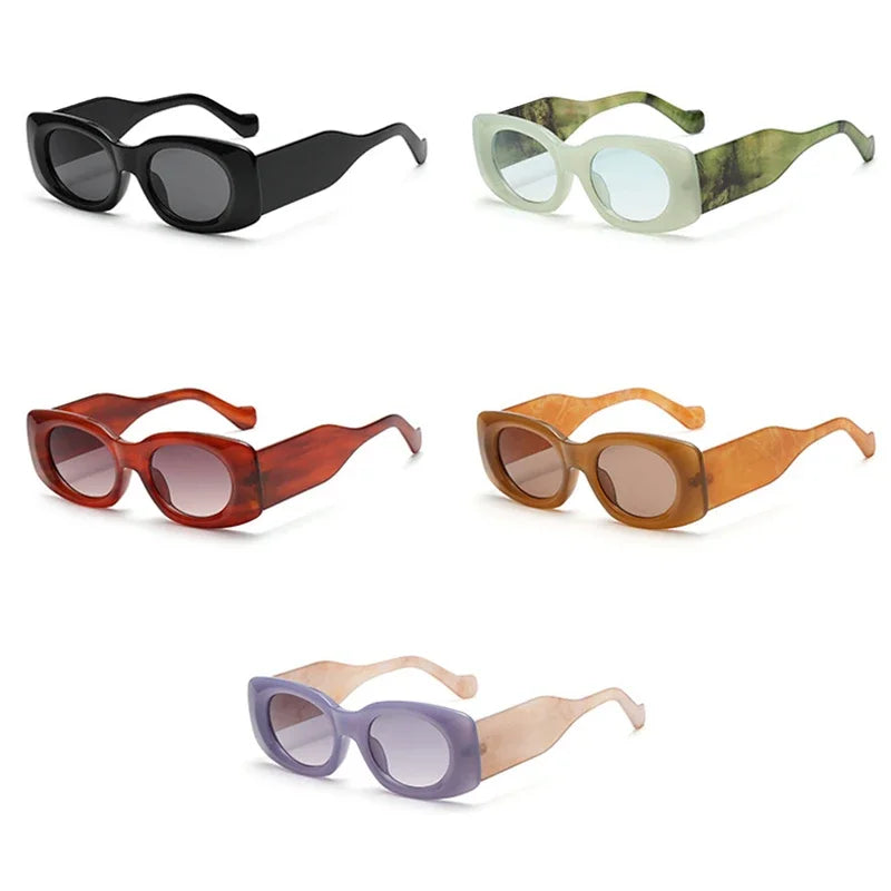 JNPCXI New Ins Popular Fashion Oval Women Jelly Color Sunglasses Retro Gradient Shades UV400 Men Wide Legs Sun Glasses