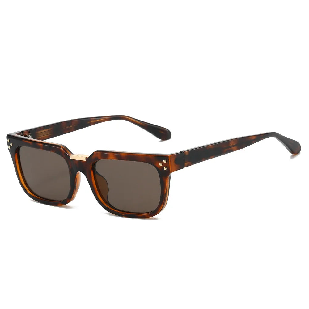 JNPCXI New Luxury Vintage Square Men Sunglasses Rivets Driving Polarized Shades Fashion Gradient Eyewear Trendy Sun Glasses