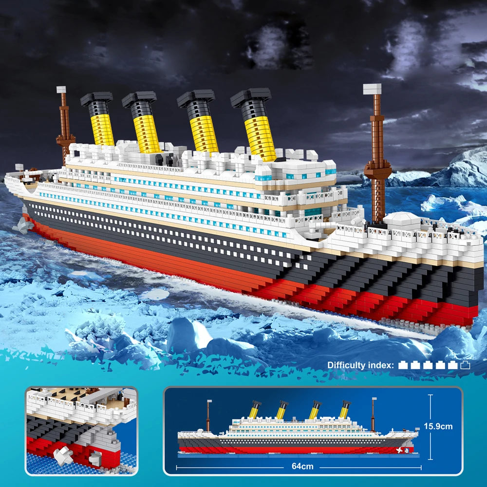 BUILT 6 Kinds Titanic Model Cruise Ship Building Block for Adult Micro Bricks