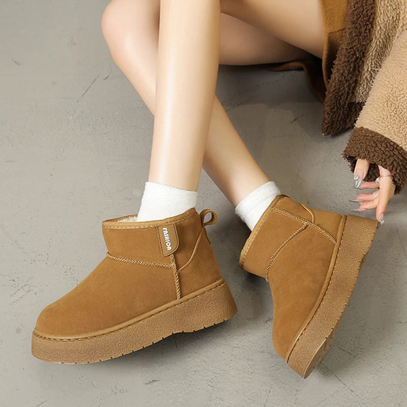 Warm Thicken Plush Snow Boots Women Slip On Thick Bottom Winter Ankle Boots Woman Comfortable Non Slip Cotton Padded Shoes Mujer