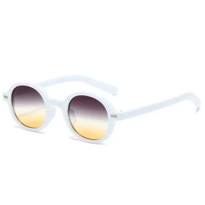 JNPCXI New Round Sunglasses Women Fashion Clear Ocean Blue Pink Gradient Lens Shades UV400 Men Retro Punk Rivets Sun Glasses