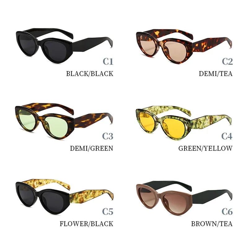 JNPCXI Retro Cat Eye Women Sunglasses Fashion Green Candy Color Shades UV400 Men Trending Rivets Punk Sun Glasses