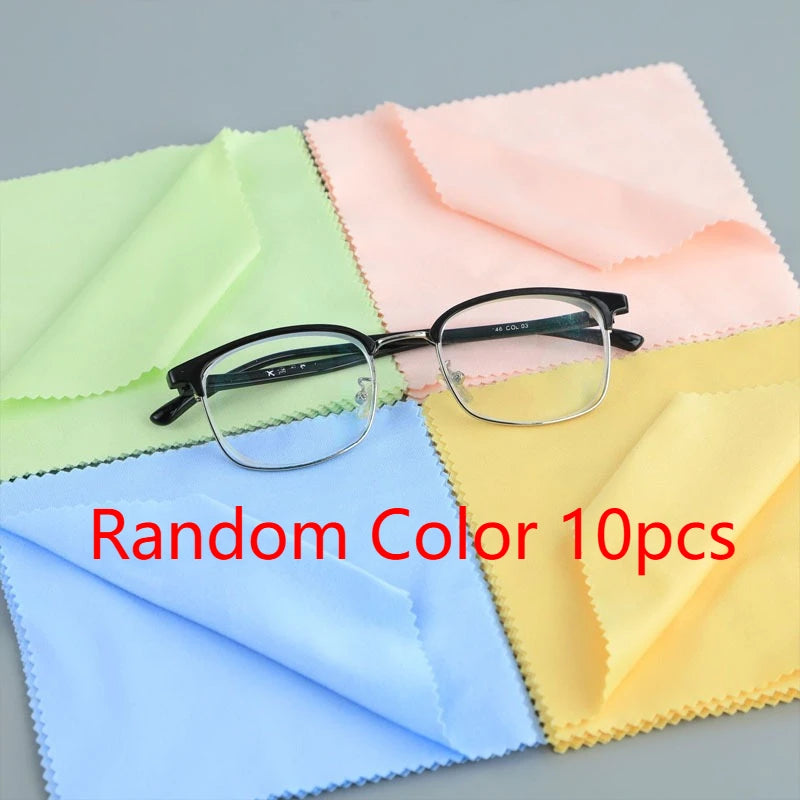 10pcs Thick & Soft Microfiber Cleaning Cloths for Glasses, Camera Lens & Smartphone Screens - Unscented, Random Colors