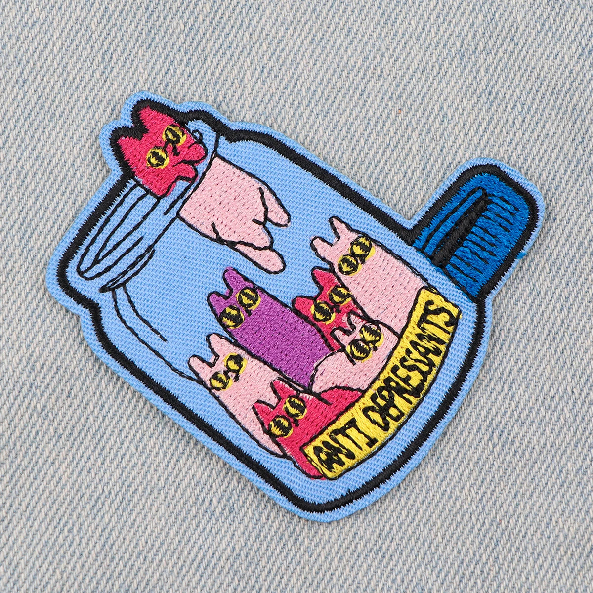 Anti-Depression Cat Embroidery Patch Nurse Iron On Patches For Clothing Thermoadhesive Patches On Clothes DIY Sew Badges