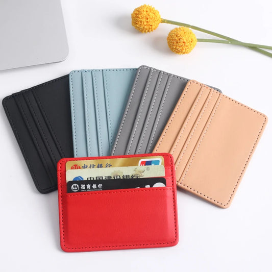 Color PU Leather SlimID Credit Card Holder Case Multi Slot Wallet for Men Women