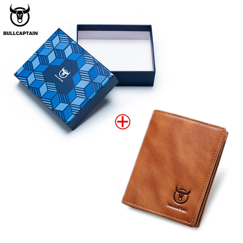 BULLCAPTAIN New 100% Leather Men's Wallet High Quality Product Leather Men's Wallet Multifunctional Card Slot Short Wallet QB017