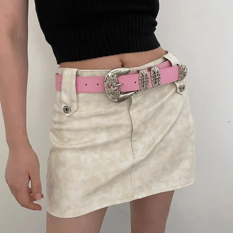 N-Style Retro Y2K Niche Belt Lady Fashionable With Pants Decoration Jeans Belt Width Belt Design Feeling Black