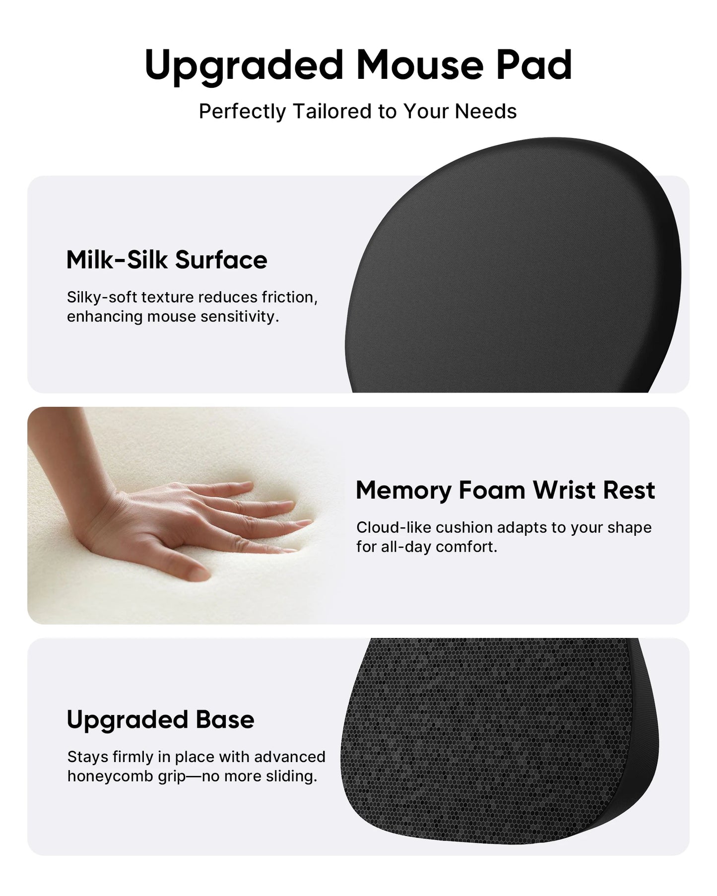 Ergonomic Mouse Pad Wrist Support,Pain Relief Mouse Pad with Wrist Rest,Entire Memory Foam Mouse Pad with Non-Slip PU Base