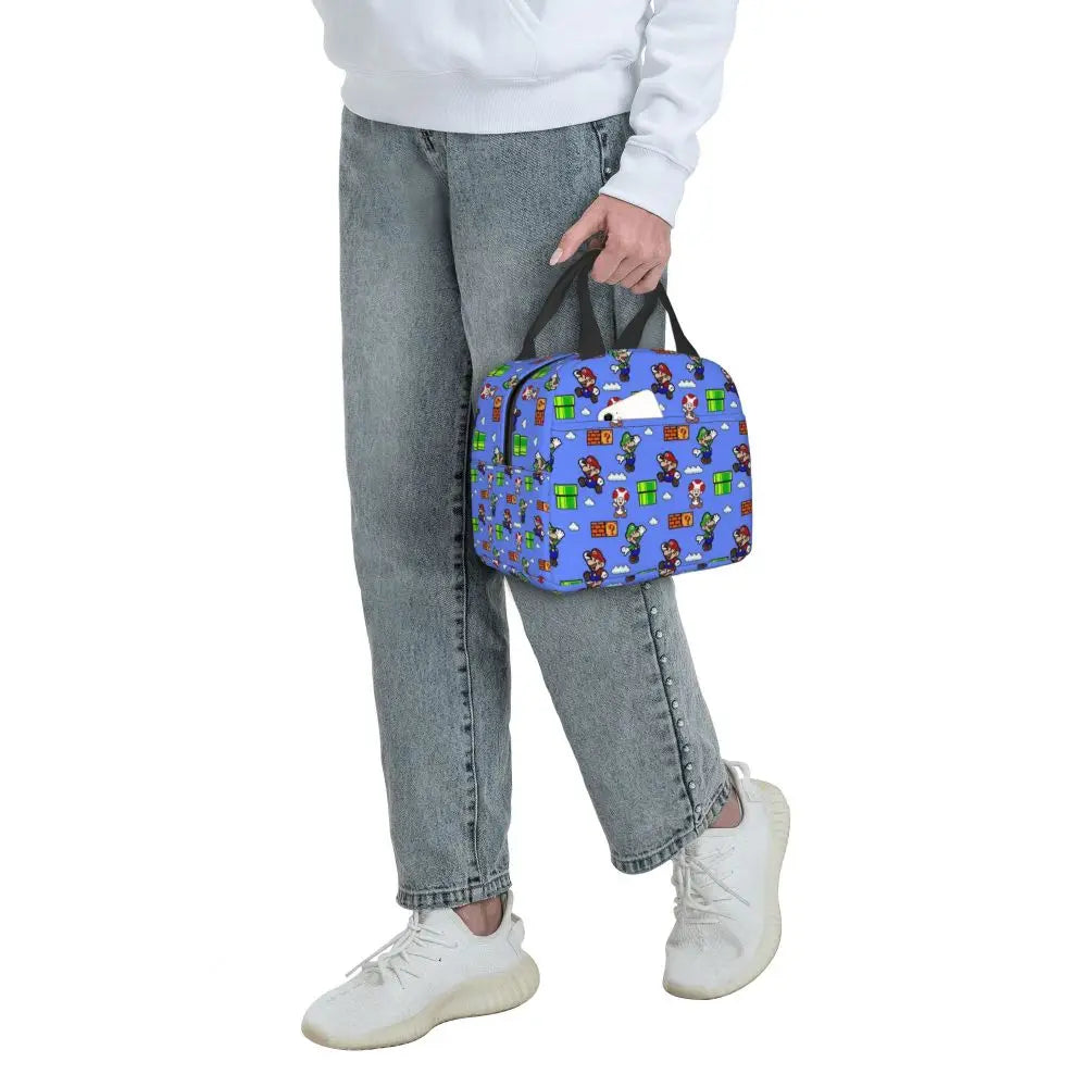 Custom Mario SuperBros Insulated Lunch Bag Reusable Thermal Cooler Lunch Box M20