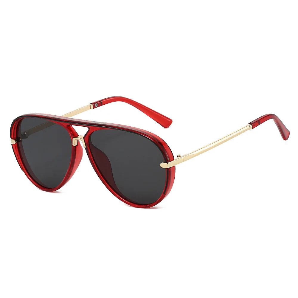 JNPCXI New Fashion Double Bridges Pilot Women Oversized Sunglasses Retro Candy Color Gradient UV400 Men Punk Sun Glasses
