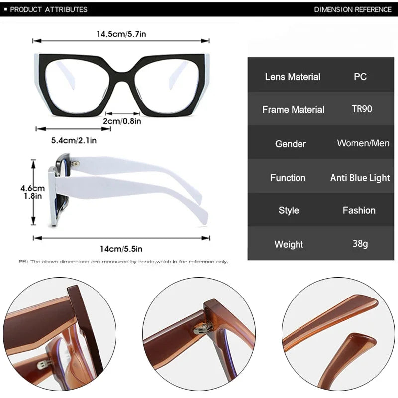 JNPCXI Retro Polygon Cat Eye Green Glasses Frame Women Fashion Double Color Clear Anti-Blue Light Eyewear Men Optical Frame