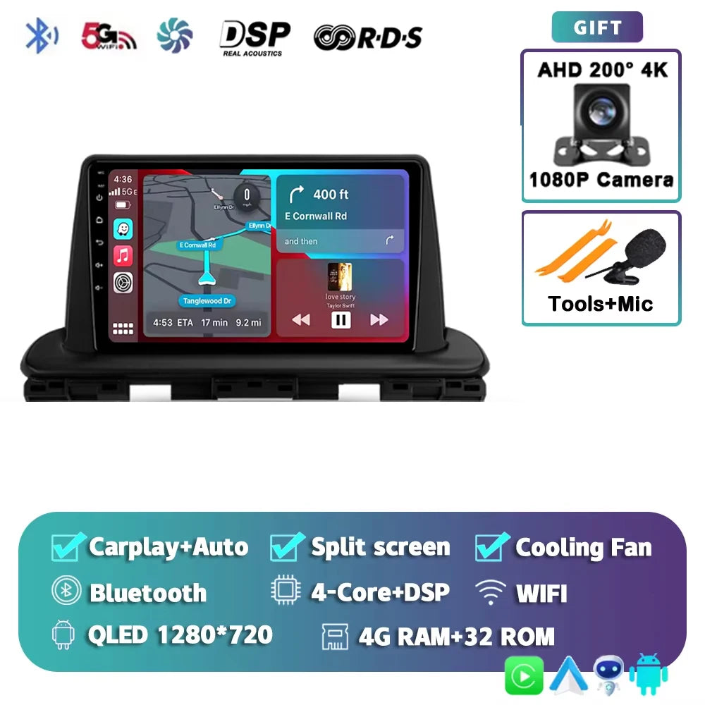 For Kia Forte Cerato 4 IV 2018 - 2021 Android 15 Carplay Auto Car Radio Multimedia Stereo Video Player GPS Navigation WIFI 4G BT