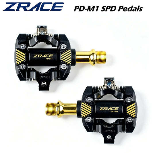 ZRACE PD-M1 SPD Self-Locking Pedals, CNC Lightweight MTB/Gravel Bike Pedals 332g, Sealed Bearing Cycling Components - GOLD
