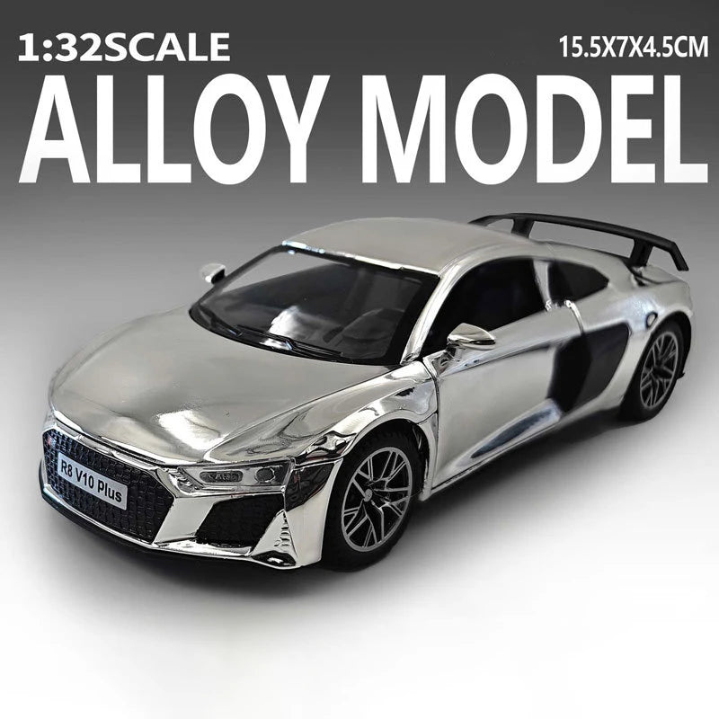 1:32 R8 V10 Plus Lambor URUS Alloy Diecast Model Toys Car Doors Opened Sound Light Pull Back Miniature Vehice Kids Birthday Gift