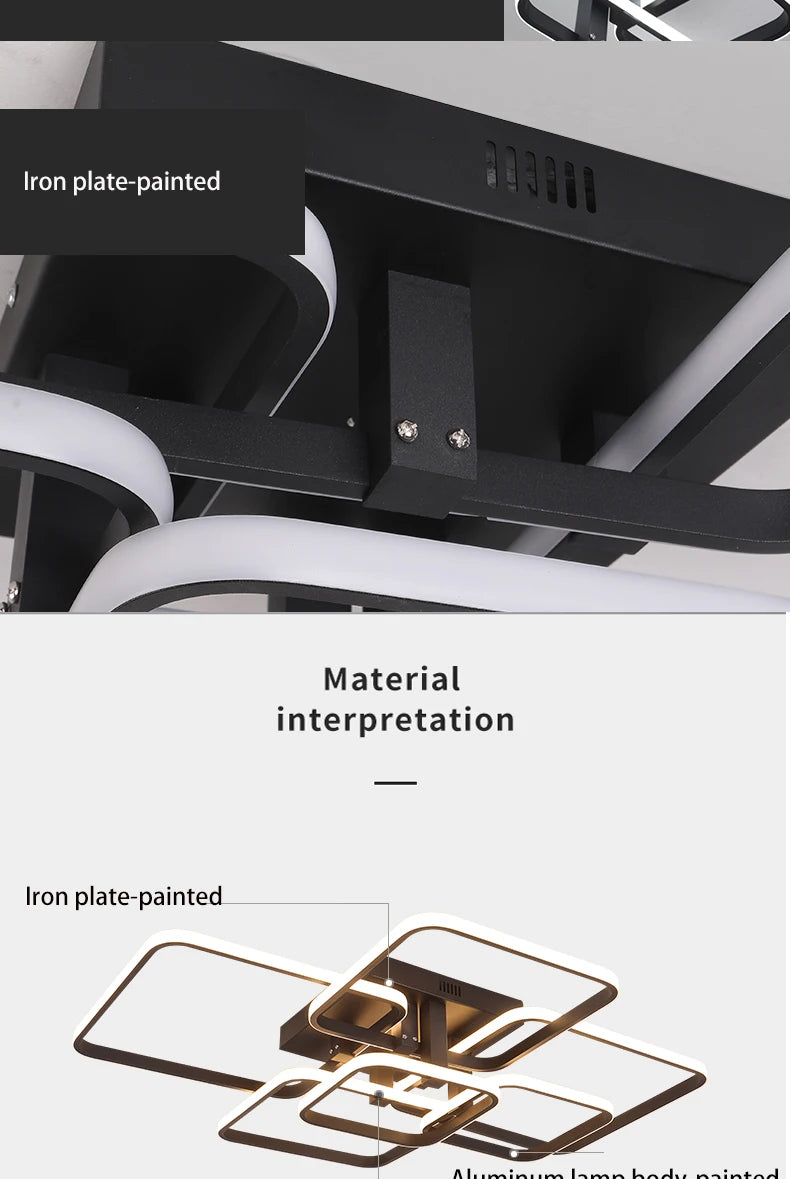 Modern Led Chandelier Living Room White Rectangle Acrylic Ceiling Chandeliers